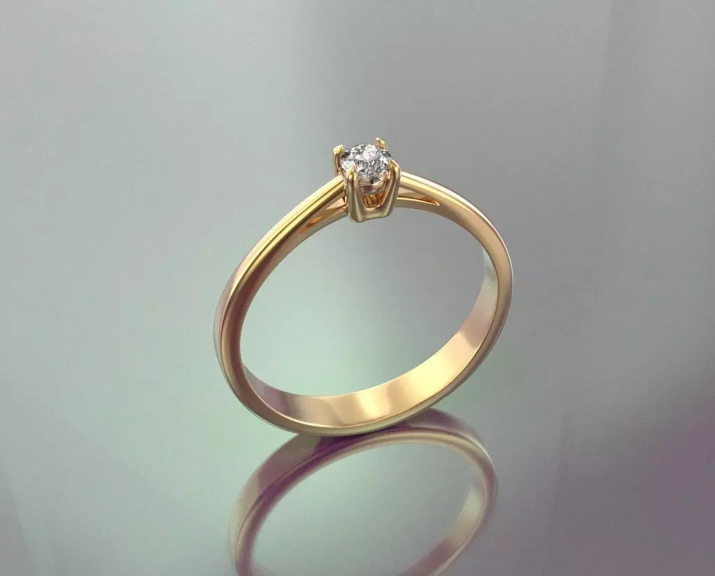 Solitaire engagement ring 3D print model_0