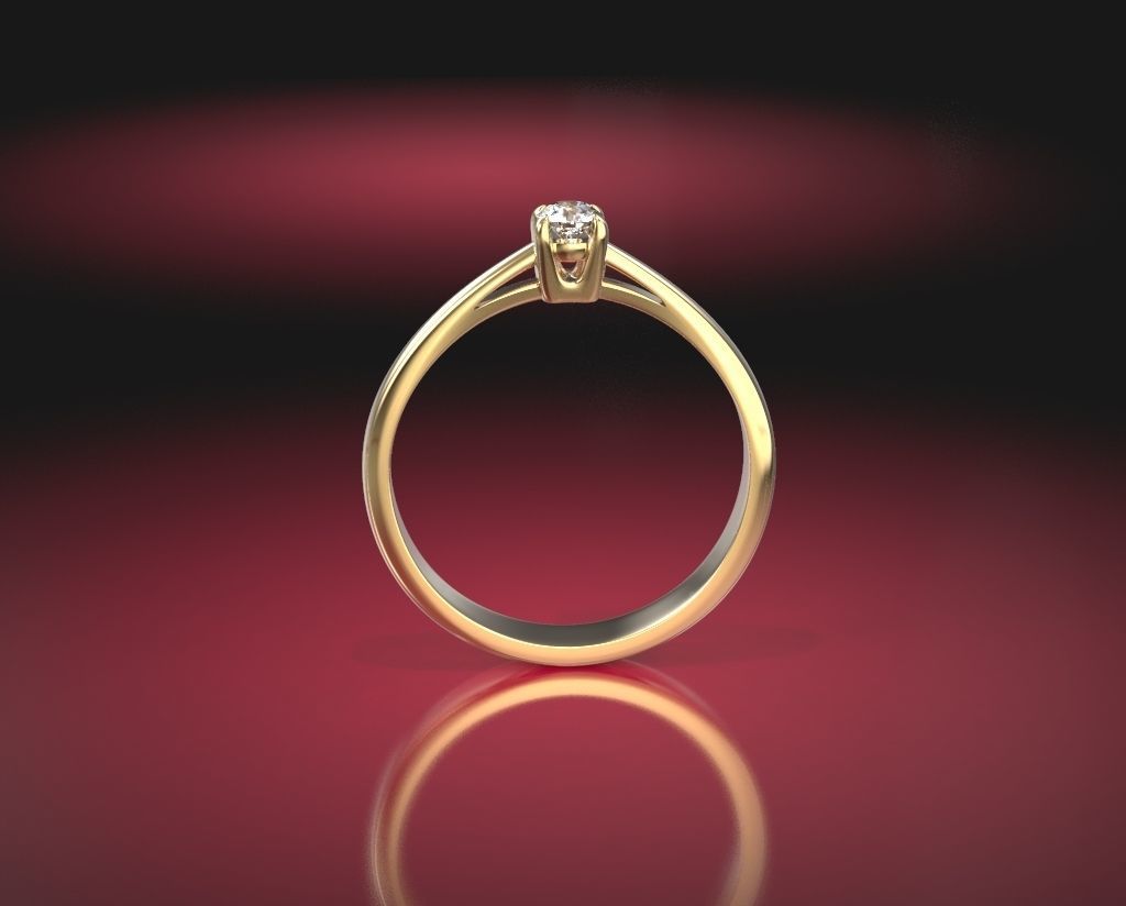 Solitaire engagement ring 3D print model_5