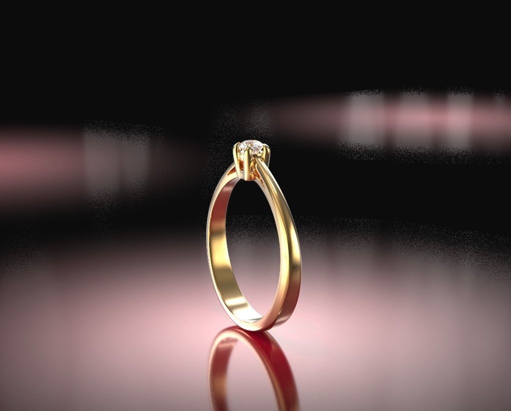 Solitaire engagement ring 3D print model_4