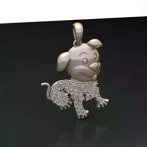 Diamond-encrusted dog pendant