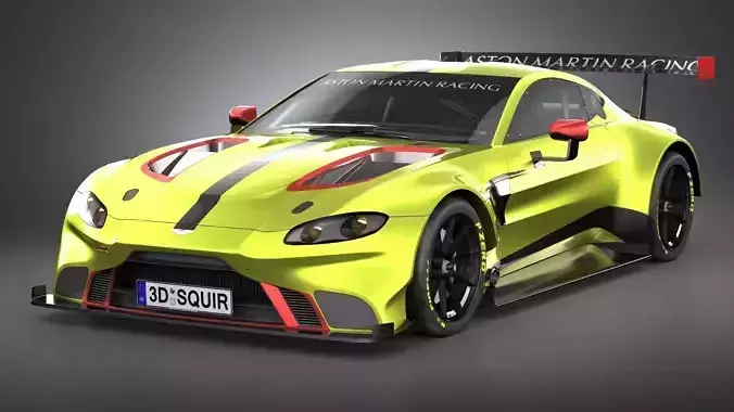 Aston Martin Vantage GTE Racecar 2018 LowPoly Low-poly 3D model