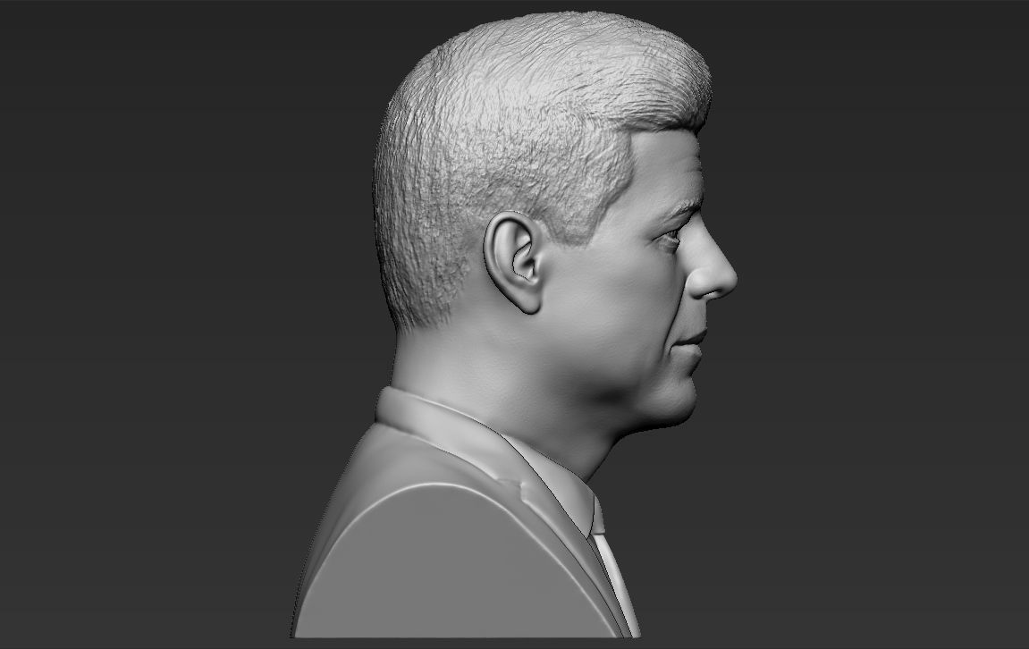 John F Kennedy bust 3D printing ready stl obj formats 3D print model_7