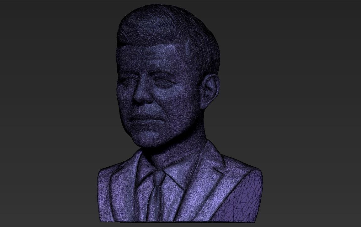 John F Kennedy bust 3D printing ready stl obj formats 3D print model_22
