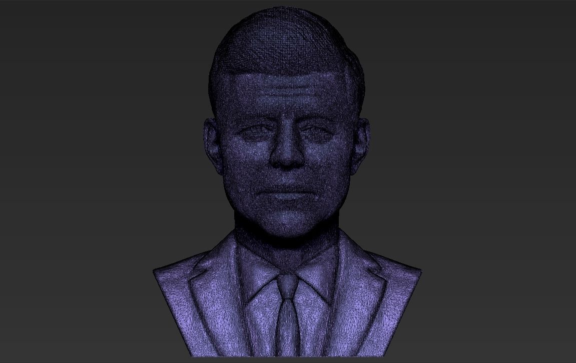 John F Kennedy bust 3D printing ready stl obj formats 3D print model_21