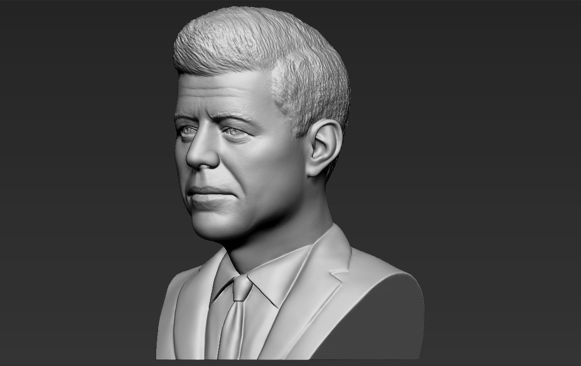 John F Kennedy bust 3D printing ready stl obj formats 3D print model_2