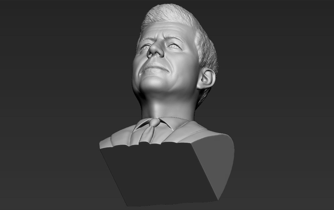 John F Kennedy bust 3D printing ready stl obj formats 3D print model_17