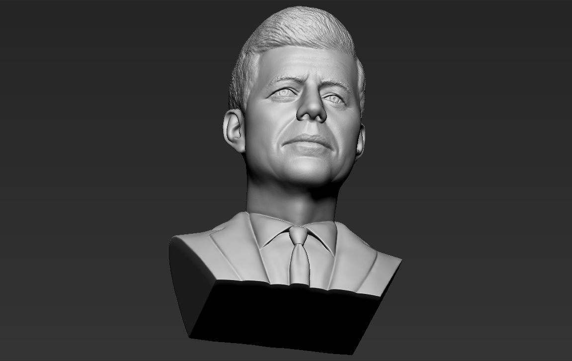 John F Kennedy bust 3D printing ready stl obj formats 3D print model_16