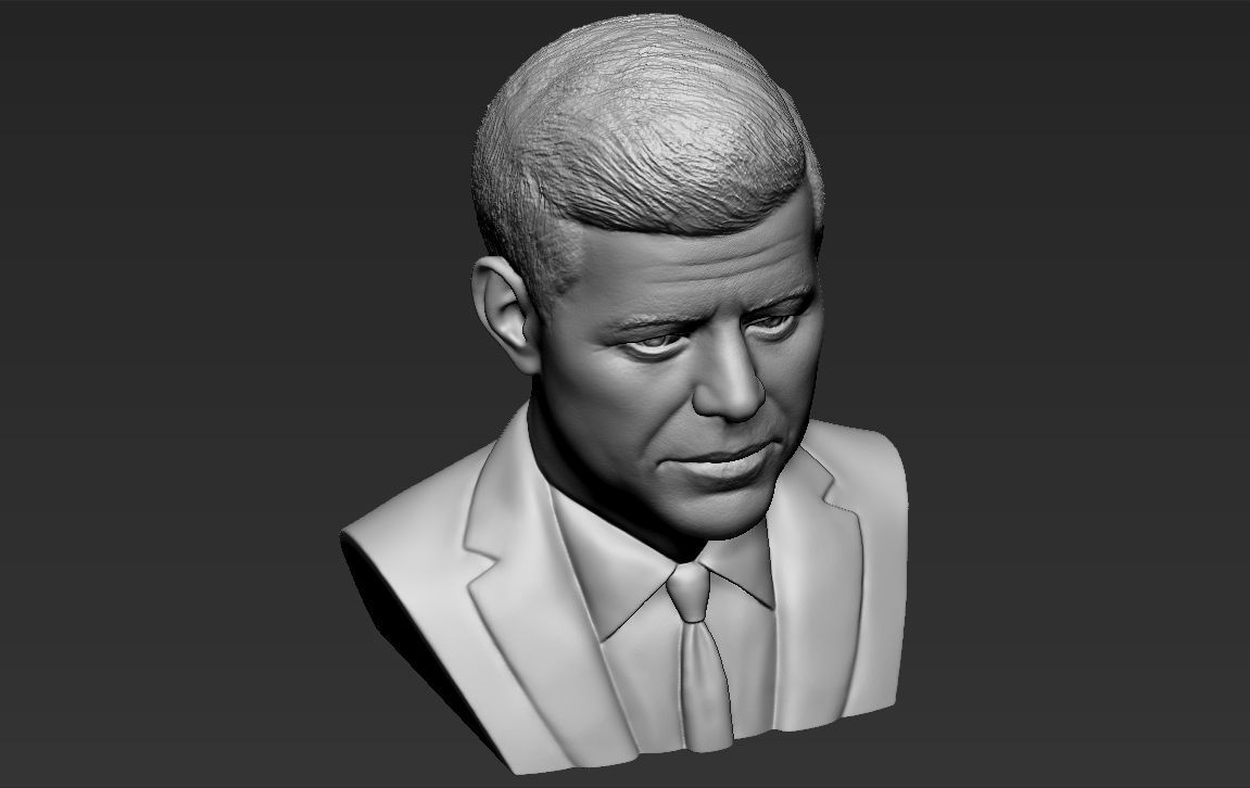 John F Kennedy bust 3D printing ready stl obj formats 3D print model_13