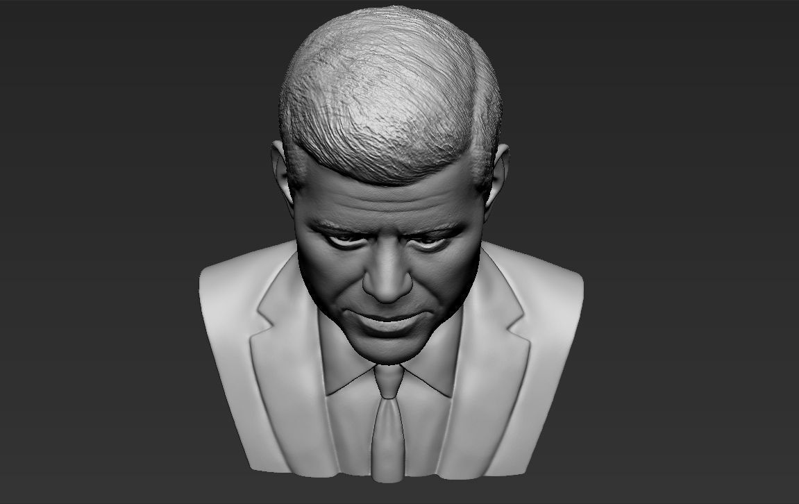 John F Kennedy bust 3D printing ready stl obj formats 3D print model_15