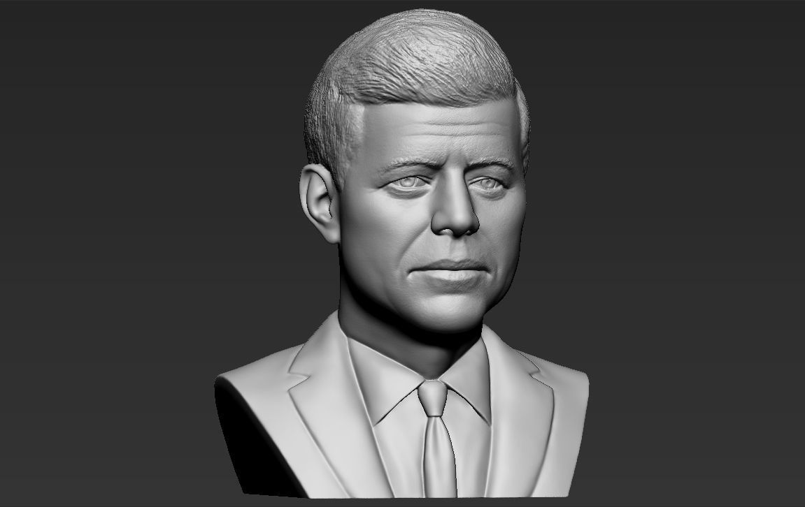John F Kennedy bust 3D printing ready stl obj formats 3D print model_9