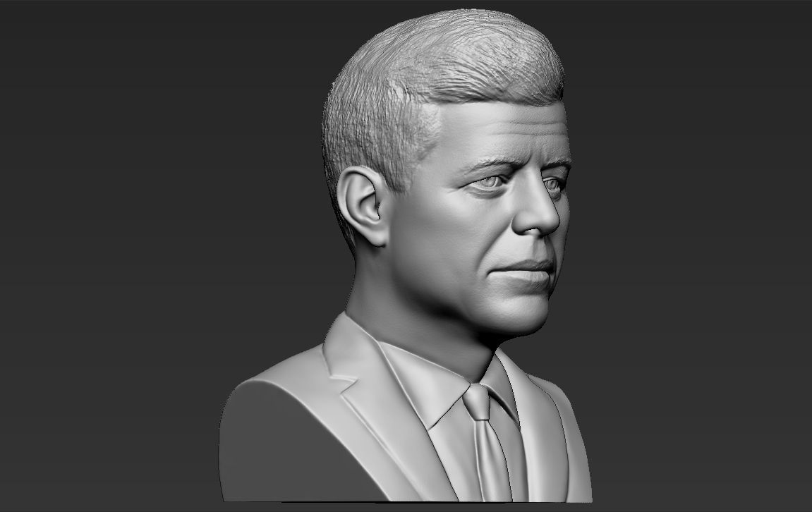 John F Kennedy bust 3D printing ready stl obj formats 3D print model_8