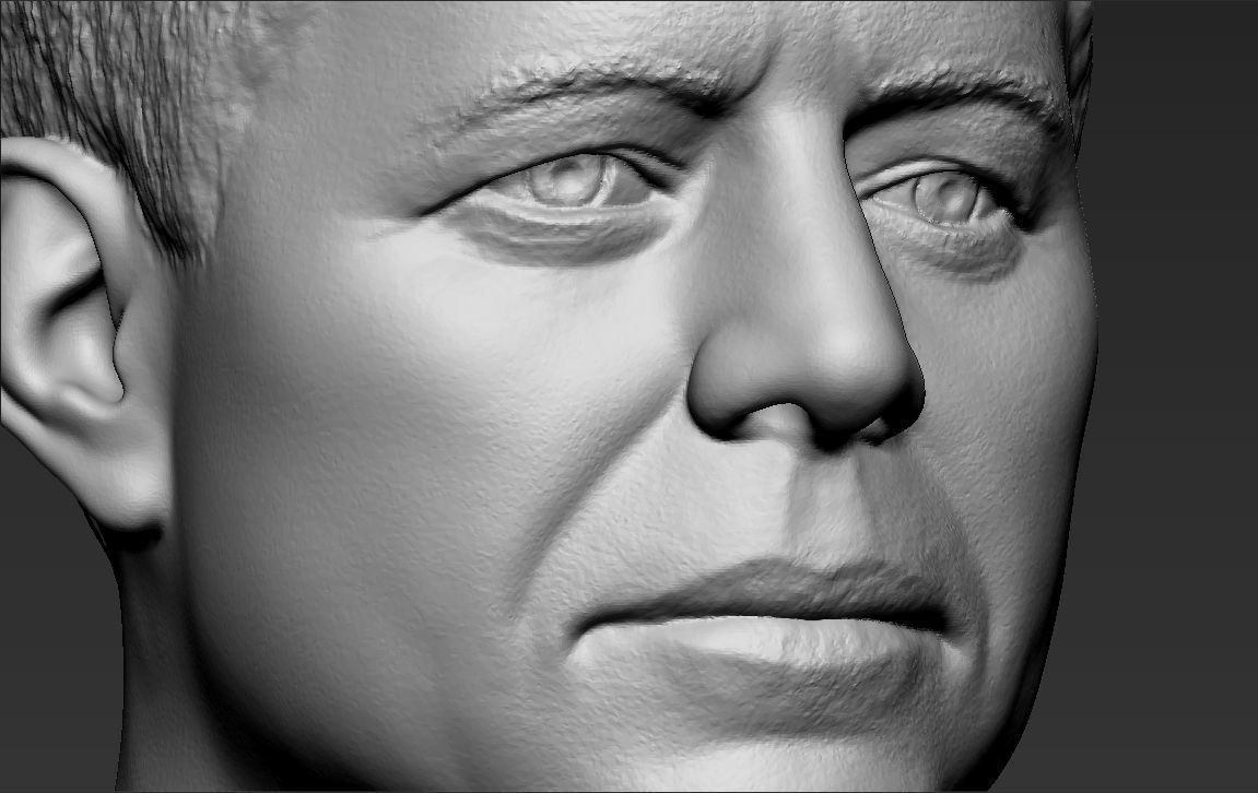 John F Kennedy bust 3D printing ready stl obj formats 3D print model_11