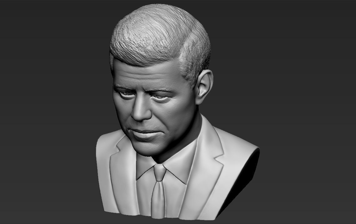 John F Kennedy bust 3D printing ready stl obj formats 3D print model_14