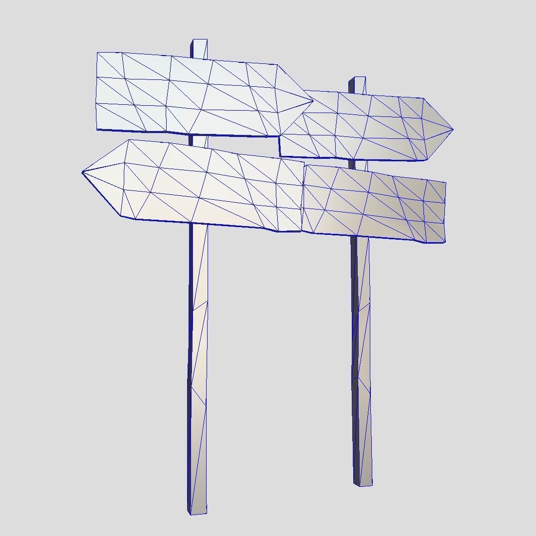 Wooden Sign 2 Low-poly 3D model_1