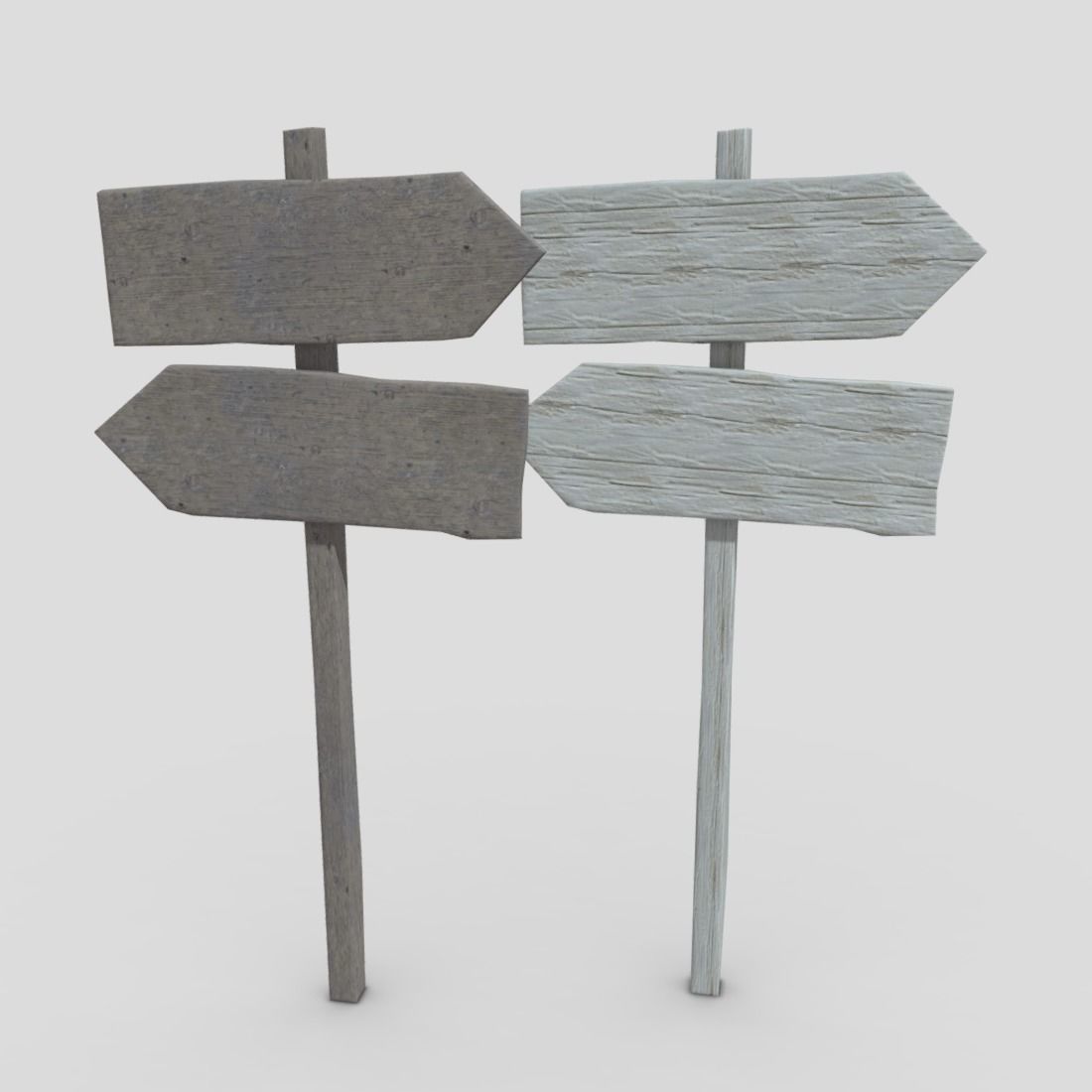 Wooden Sign 2 Low-poly 3D model_2