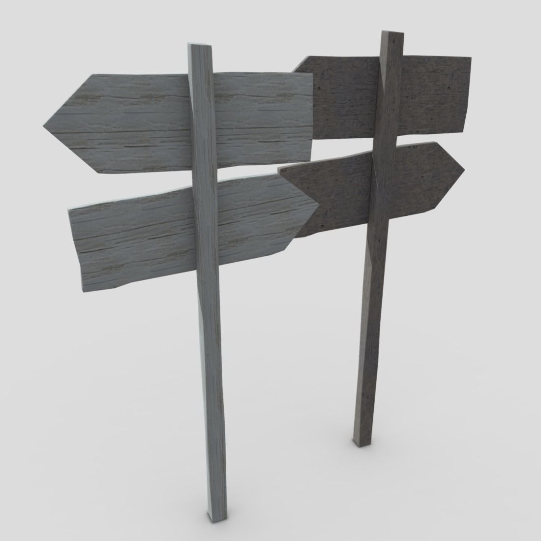 Wooden Sign 2 Low-poly 3D model_9