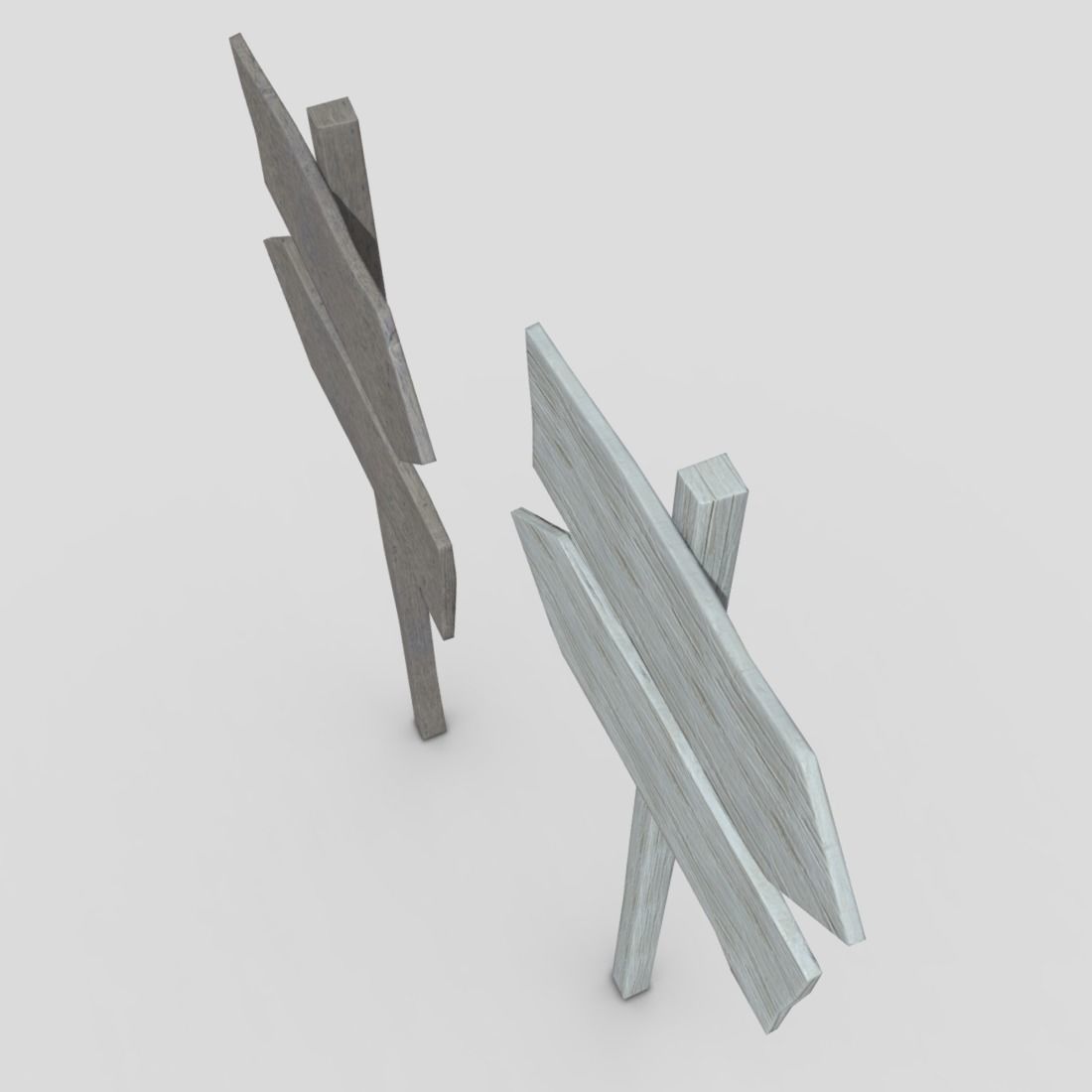 Wooden Sign 2 Low-poly 3D model_5