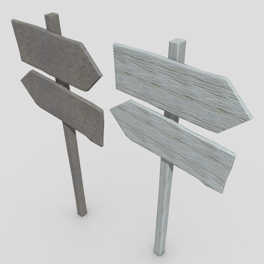 Wooden Sign 2 Low-poly 3D model_3