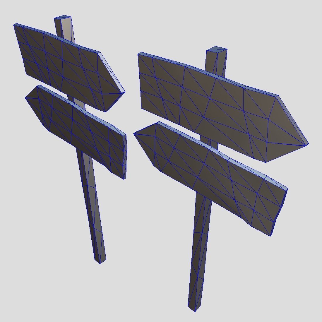 Wooden Sign 2 Low-poly 3D model_4