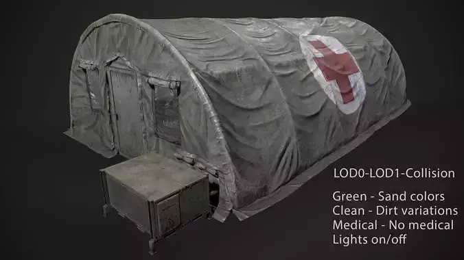 Modern Military Tent Videogame Asset enhanced edition Low-poly 3D model