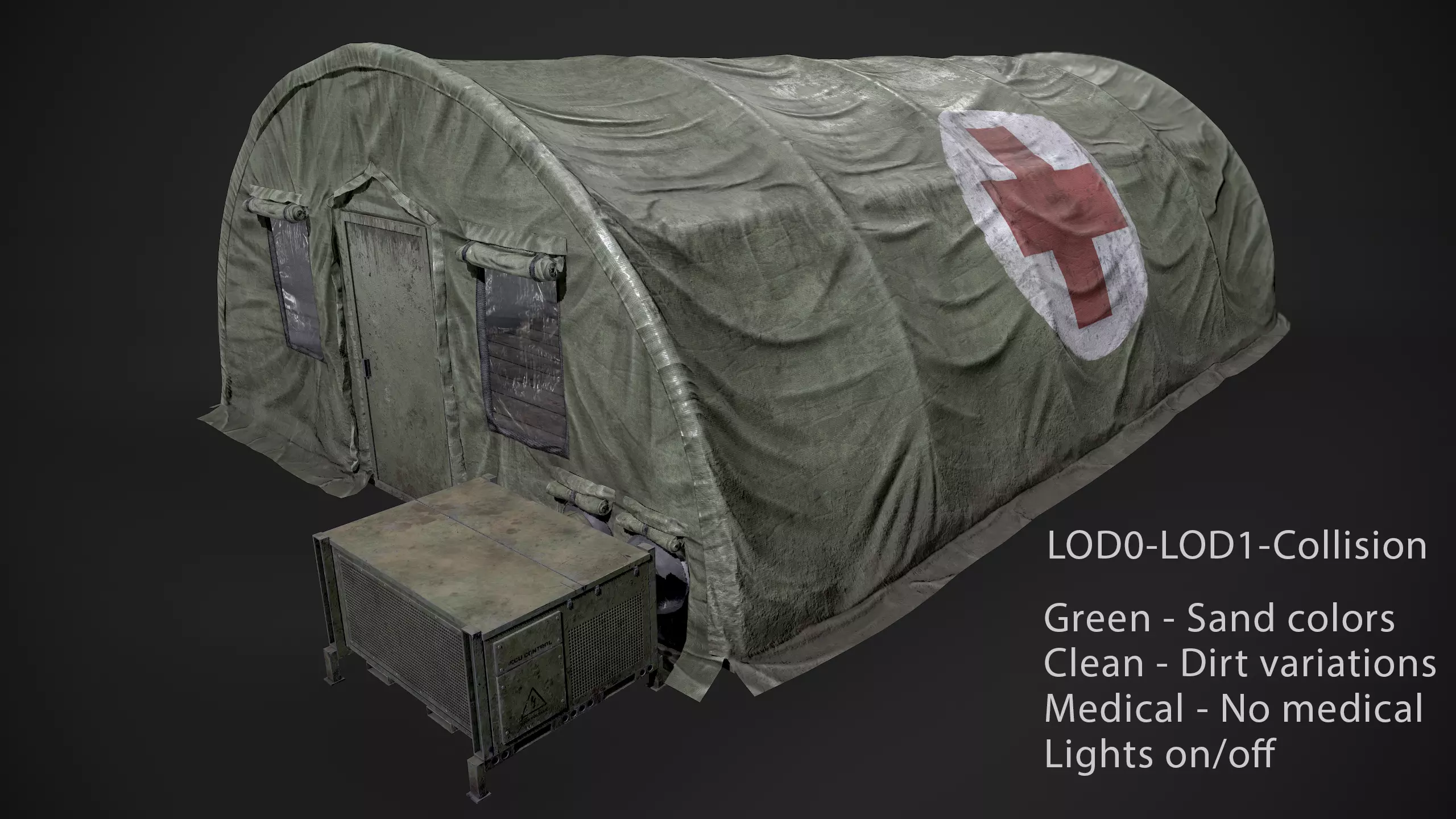 Modern Military Tent Videogame Asset enhanced edition Low-poly 3D model_0