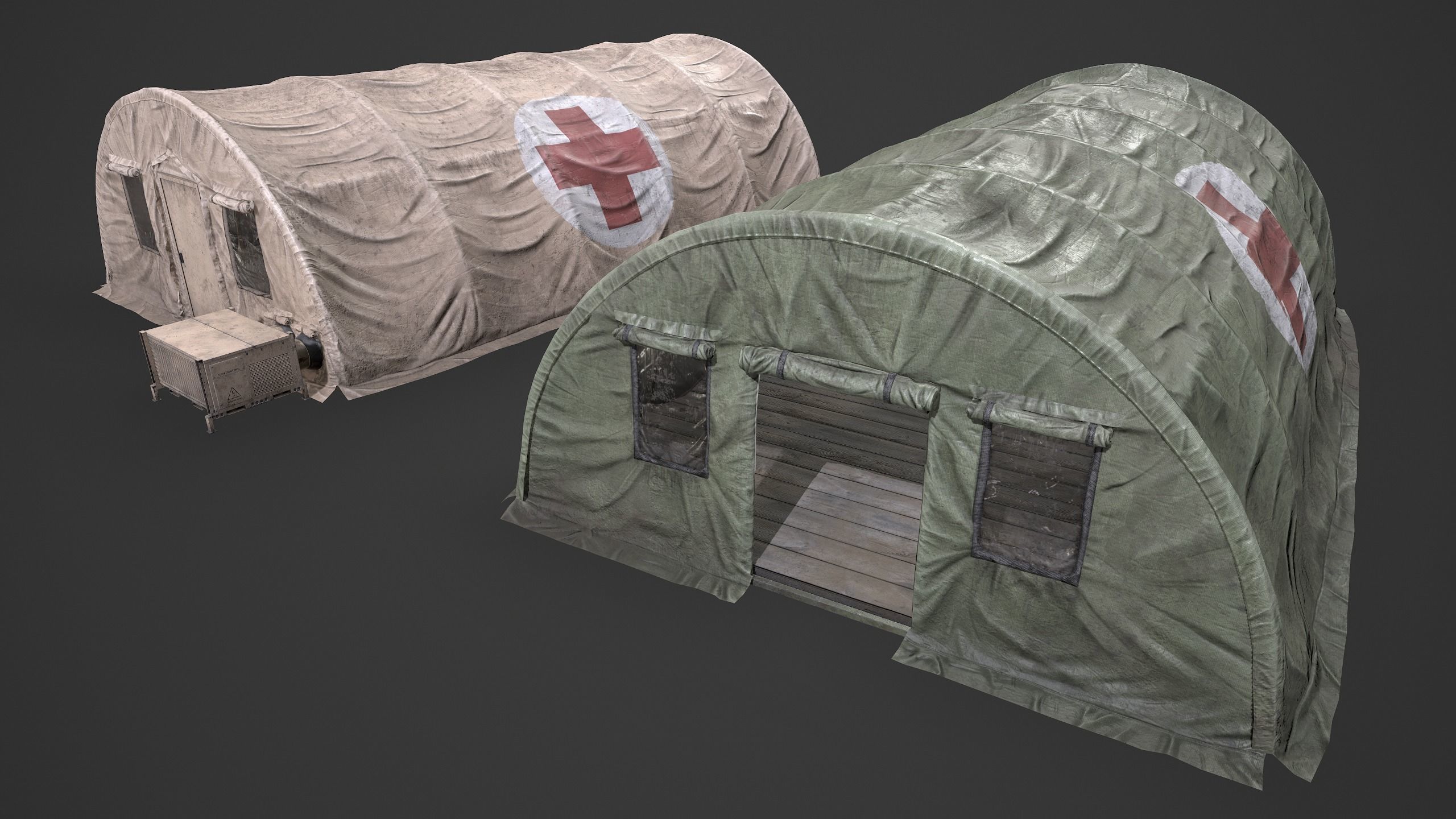 Modern Military Tent Videogame Asset enhanced edition Low-poly 3D model_12