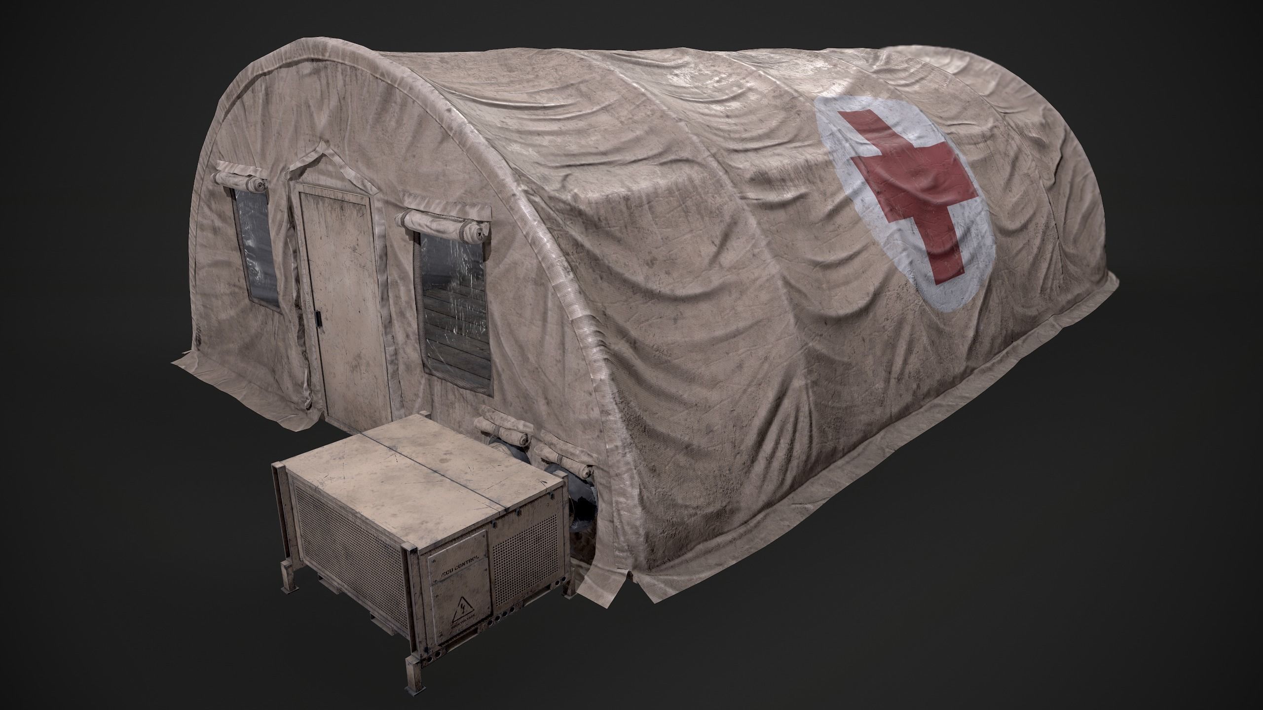 Modern Military Tent Videogame Asset enhanced edition Low-poly 3D model_2