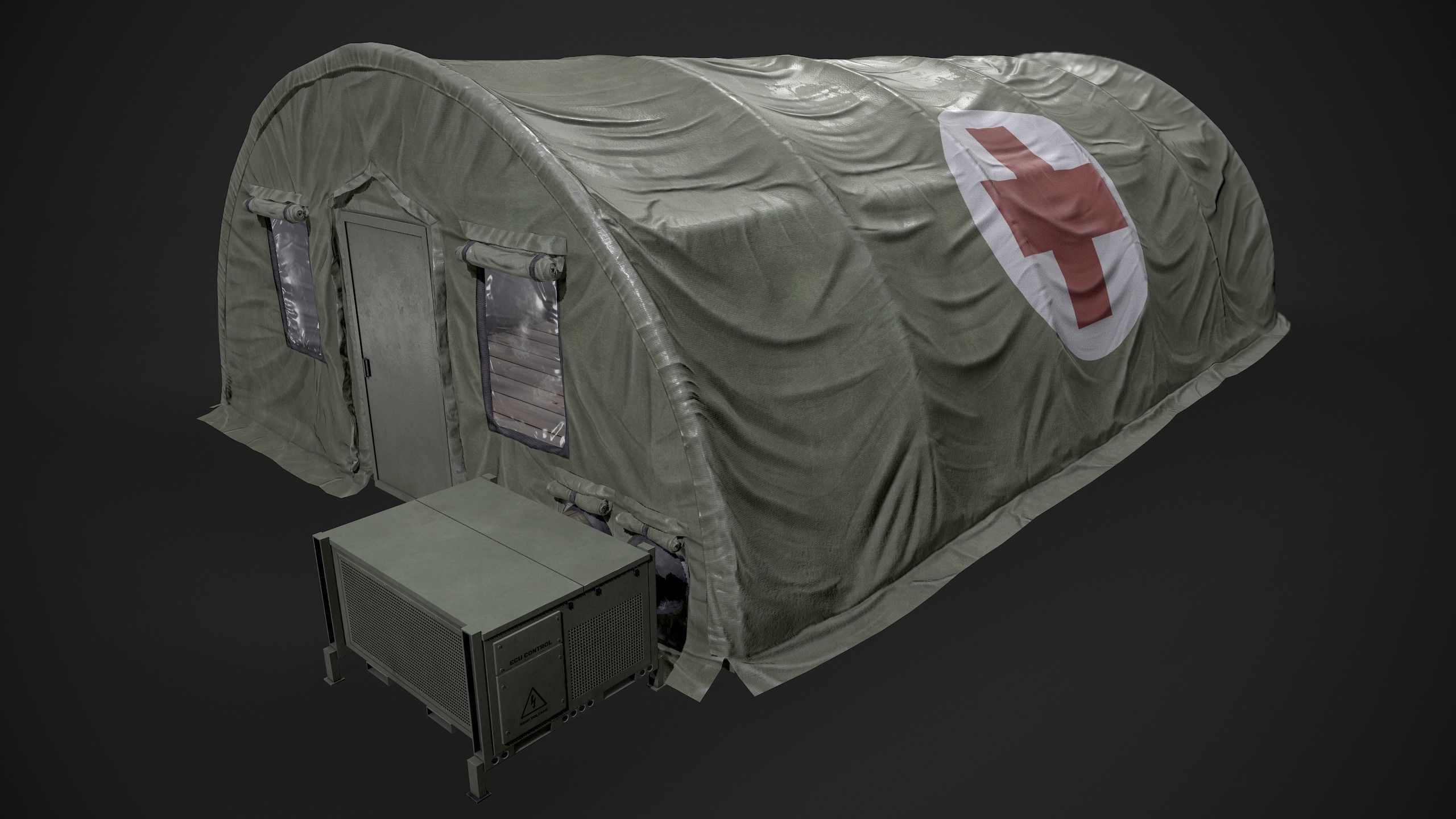 Modern Military Tent Videogame Asset enhanced edition Low-poly 3D model_3