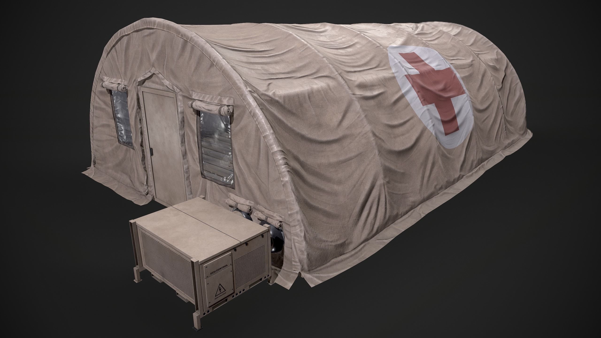 Modern Military Tent Videogame Asset enhanced edition Low-poly 3D model_4