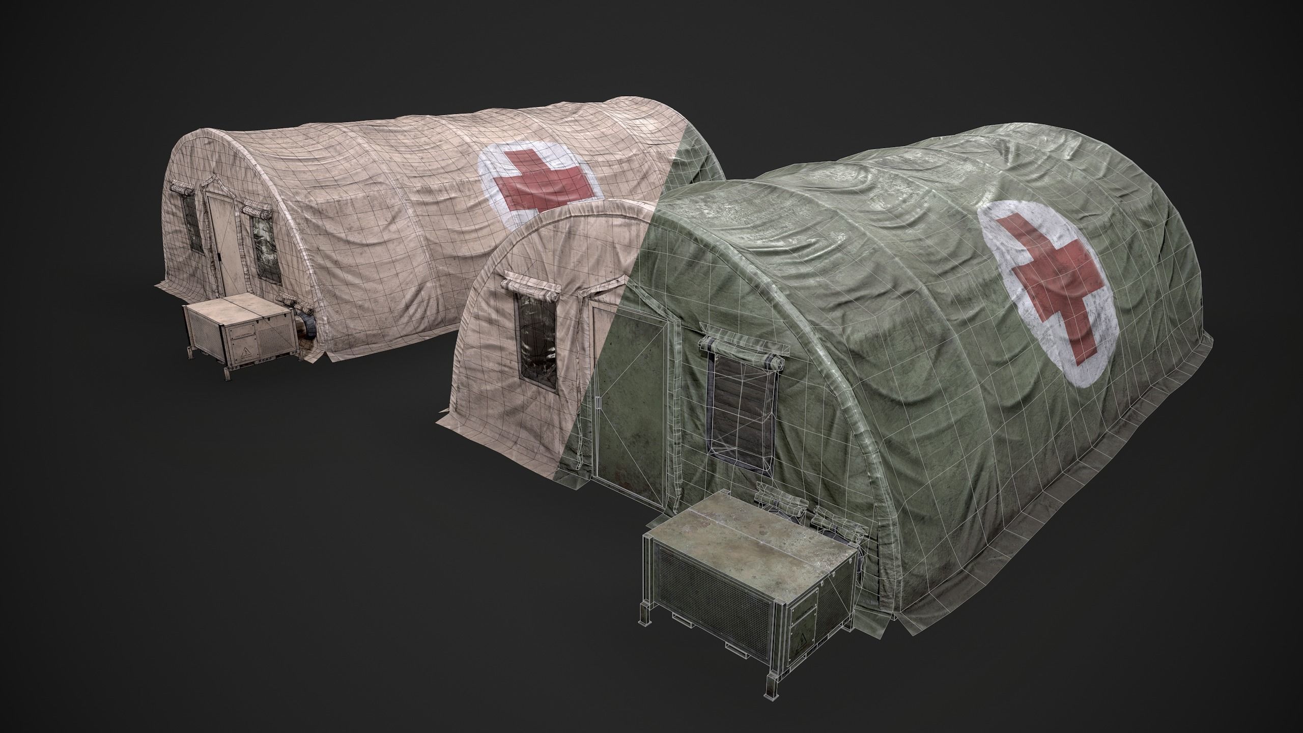 Modern Military Tent Videogame Asset enhanced edition Low-poly 3D model_6