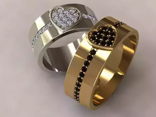 2 Wedding rings with heart