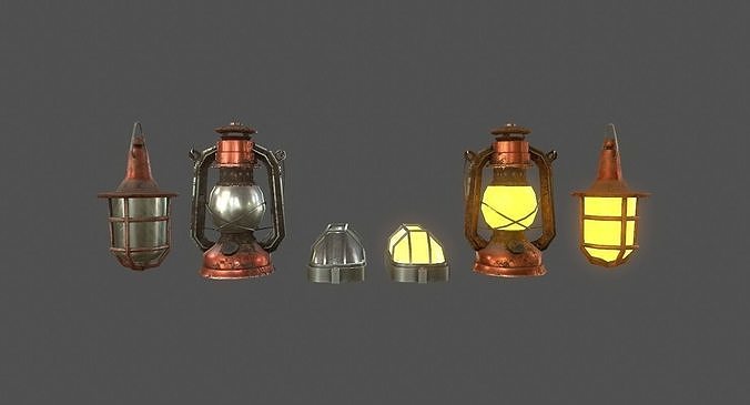 Lamps Set - Game Ready lantern Low-poly 3D model