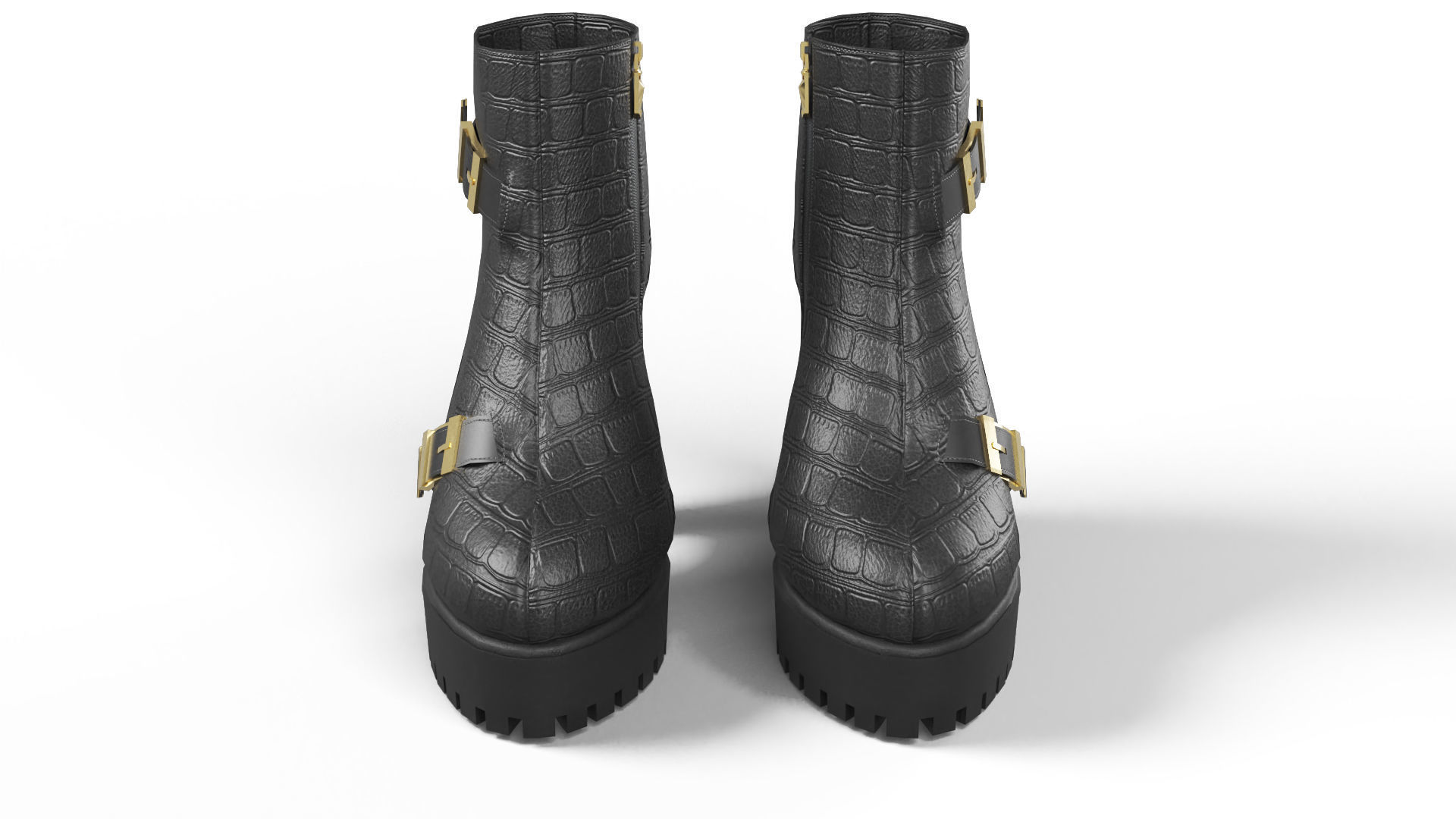 Casual Leather Womens Boots With Heels Low-poly 3D model_9