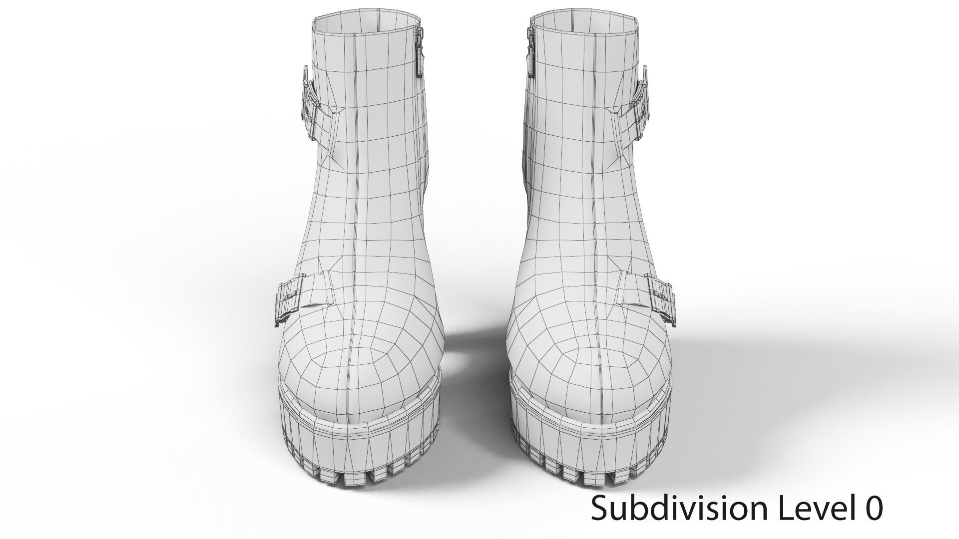 Casual Leather Womens Boots With Heels Low-poly 3D model_10