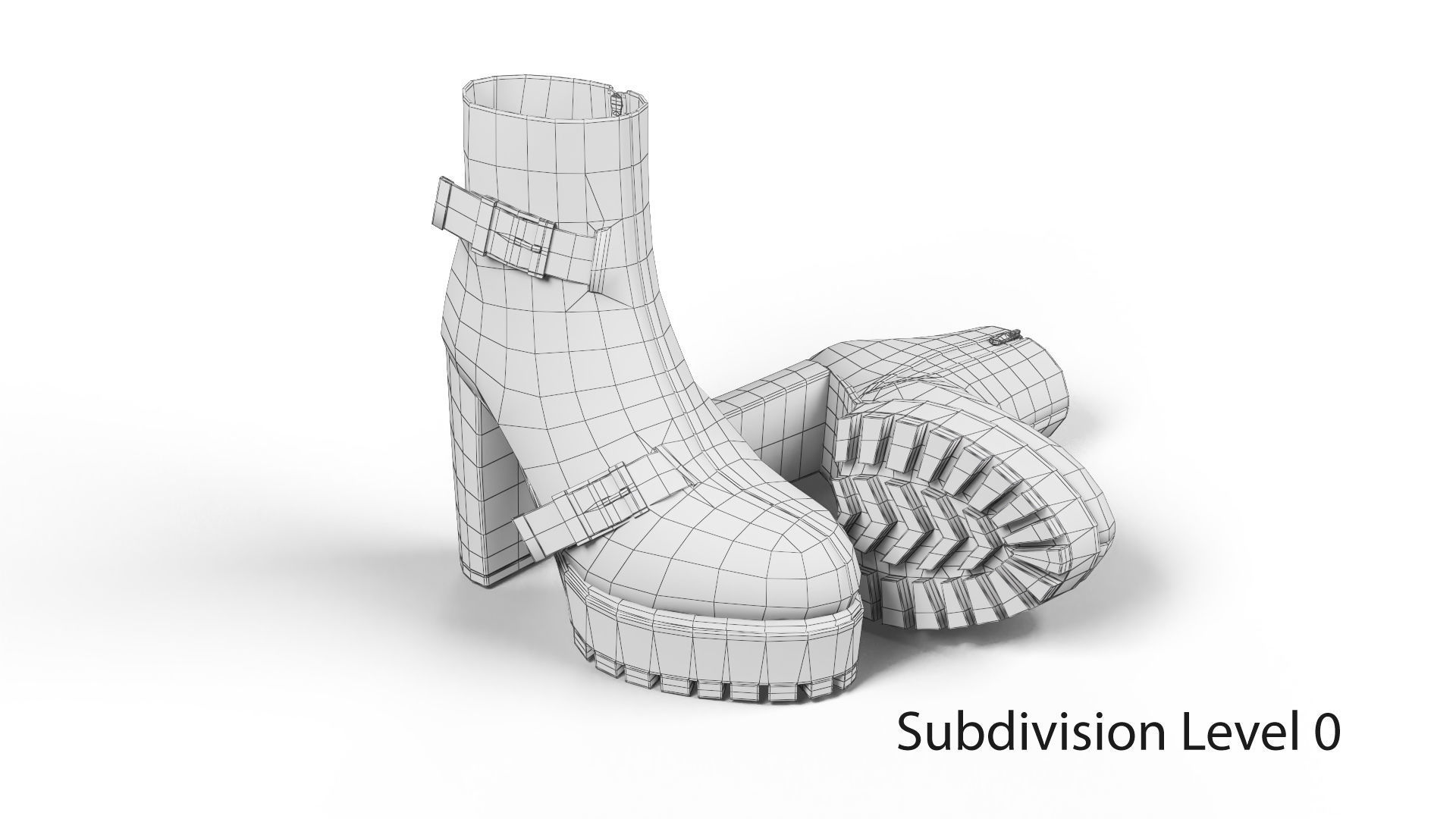 Casual Leather Womens Boots With Heels Low-poly 3D model_3