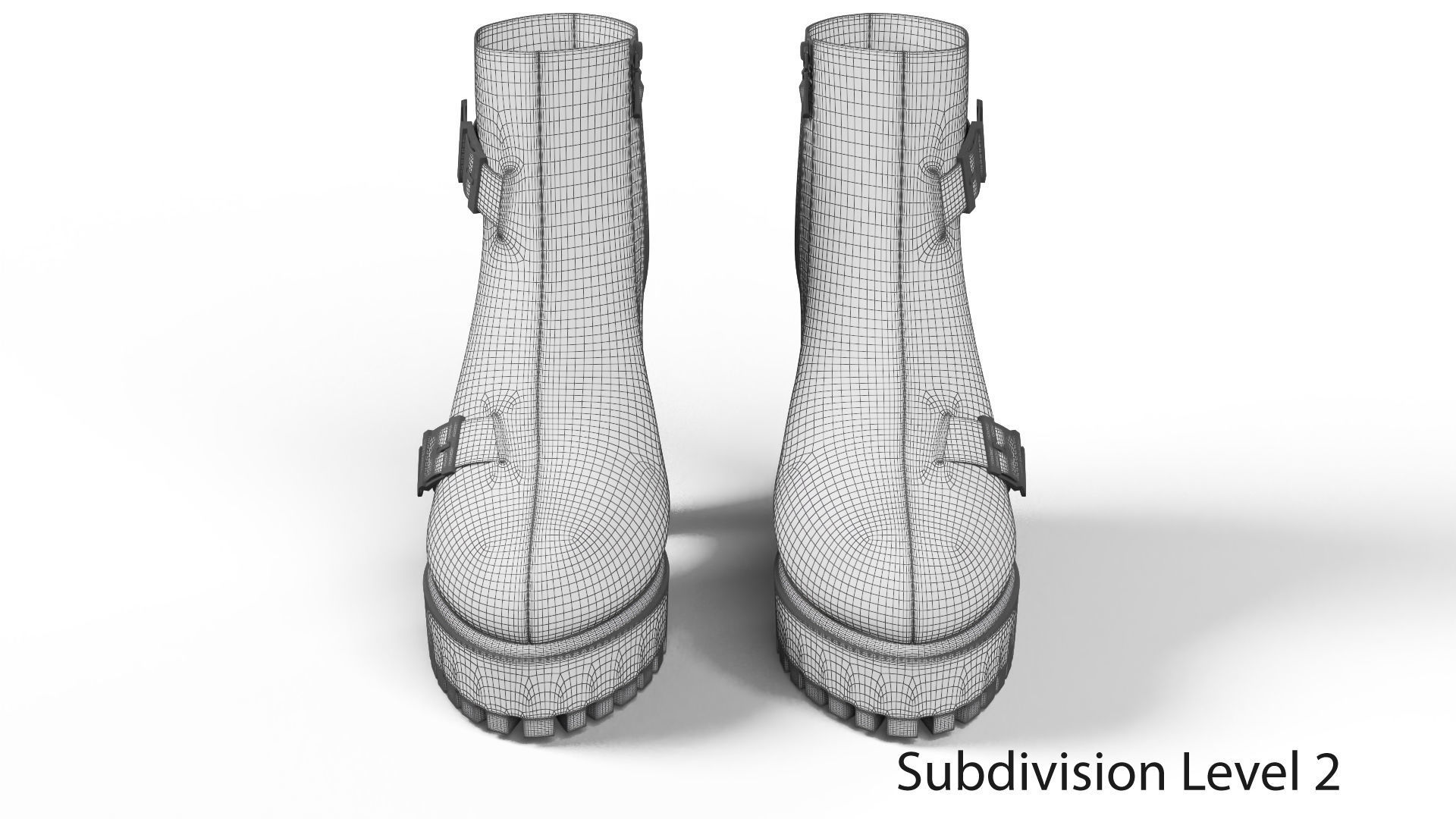 Casual Leather Womens Boots With Heels Low-poly 3D model_11