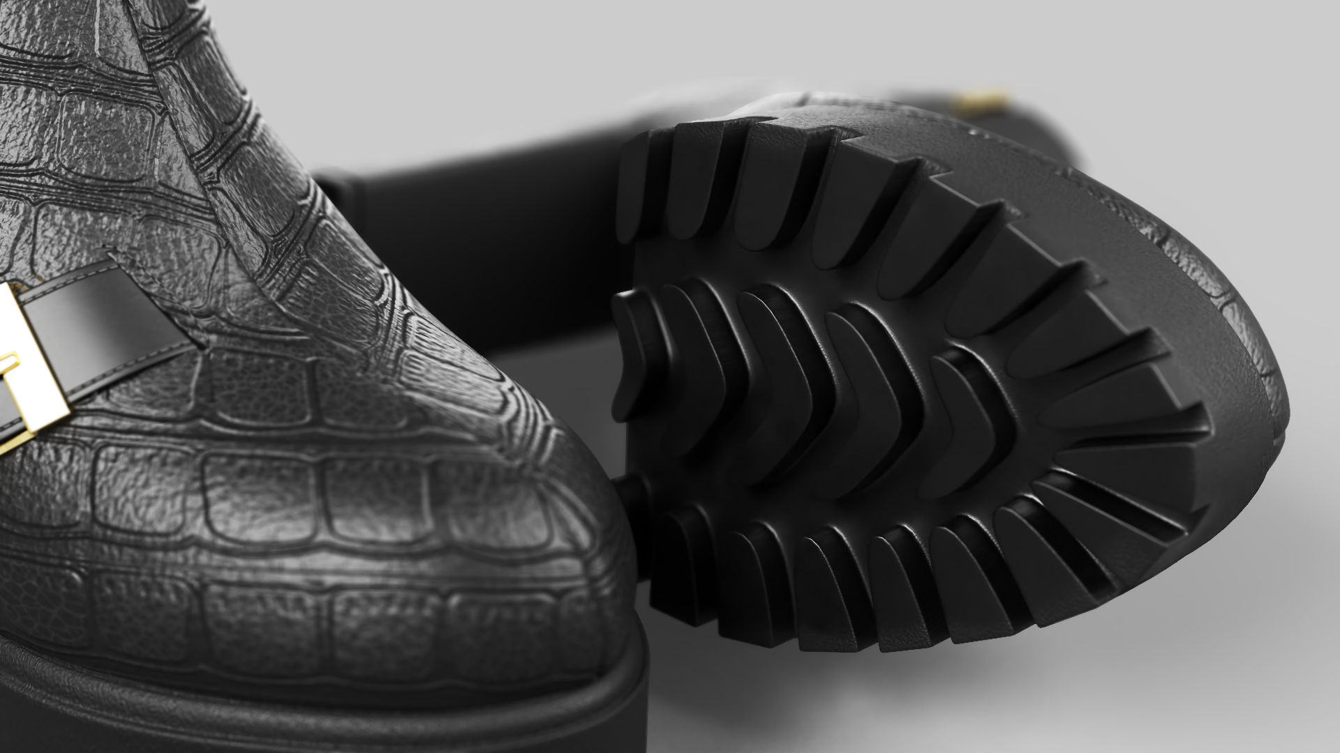 Casual Leather Womens Boots With Heels Low-poly 3D model_4