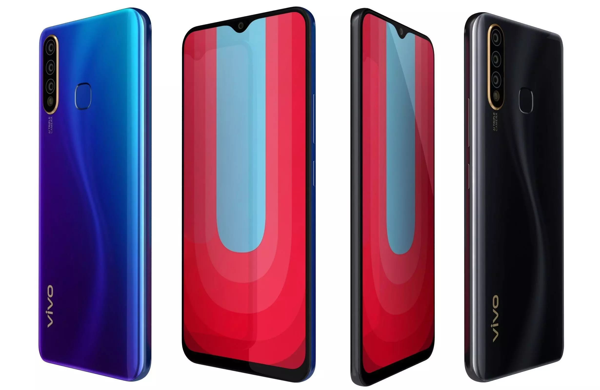 Vivo u 20 Blaze Blue And Racing Black 3D model