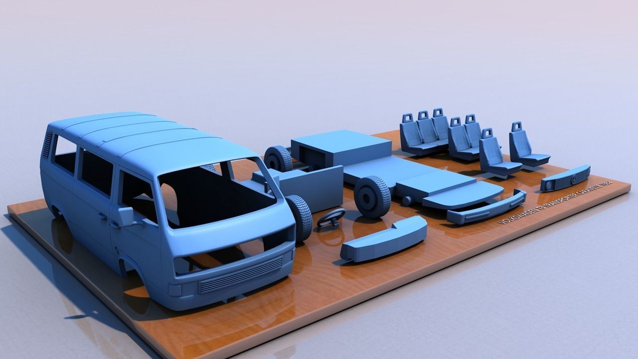 Volkswagen T3 Transporter Carevelle 1982 3D print model_4