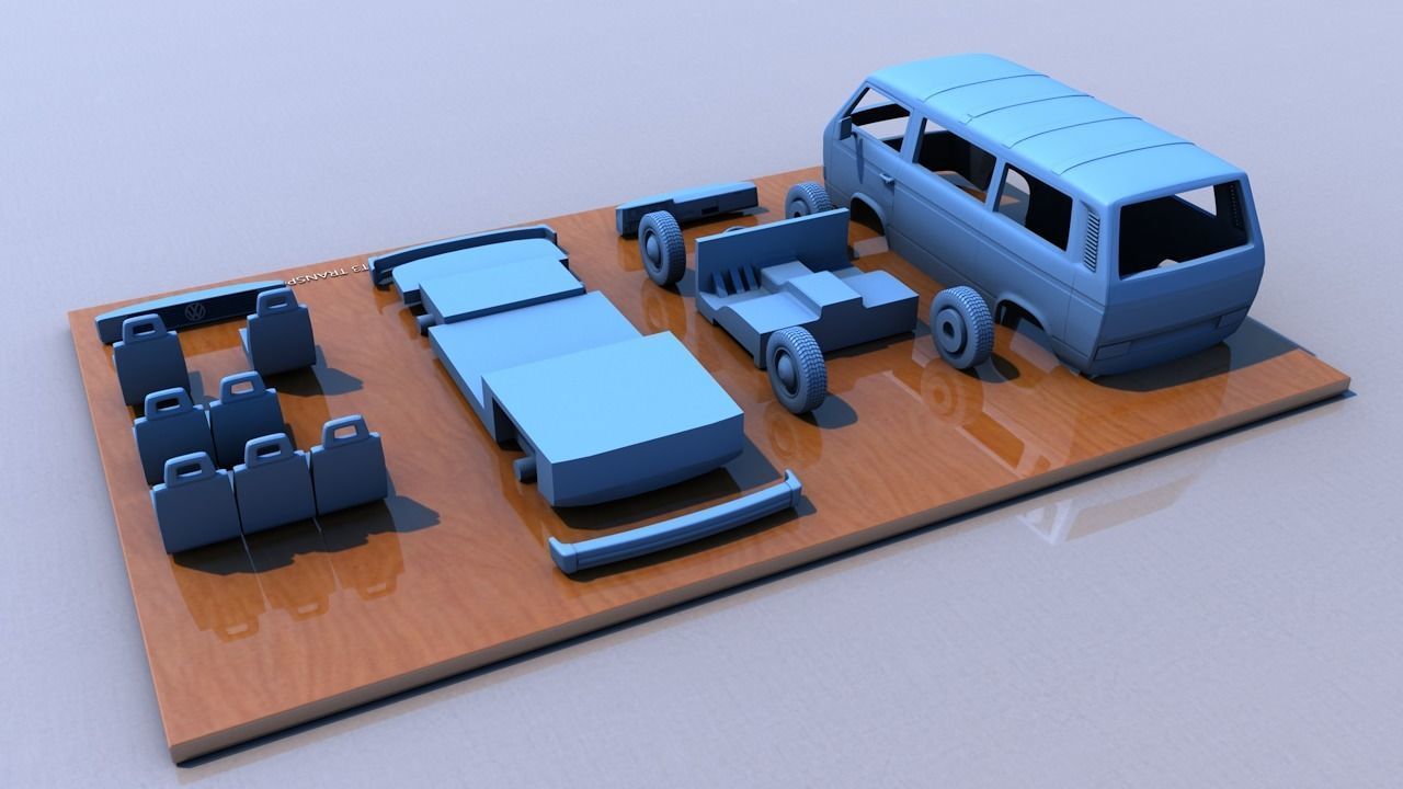 Volkswagen T3 Transporter Carevelle 1982 3D print model_3