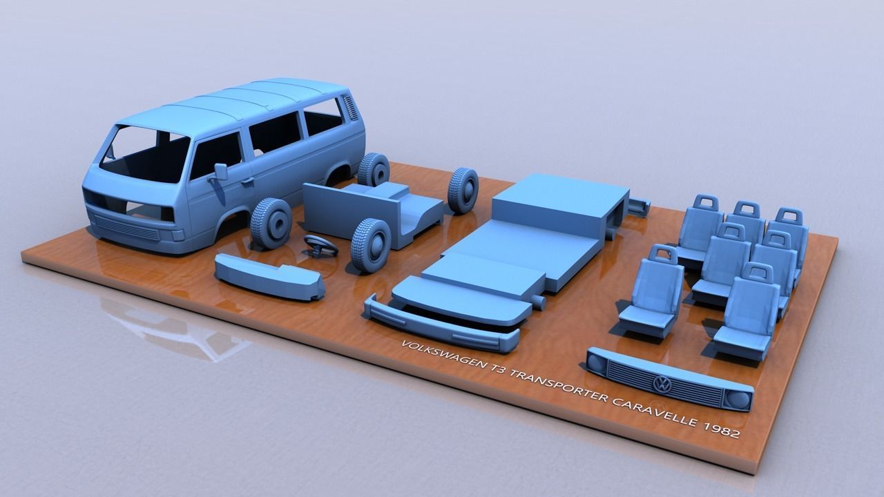 Volkswagen T3 Transporter Carevelle 1982 3D print model_1