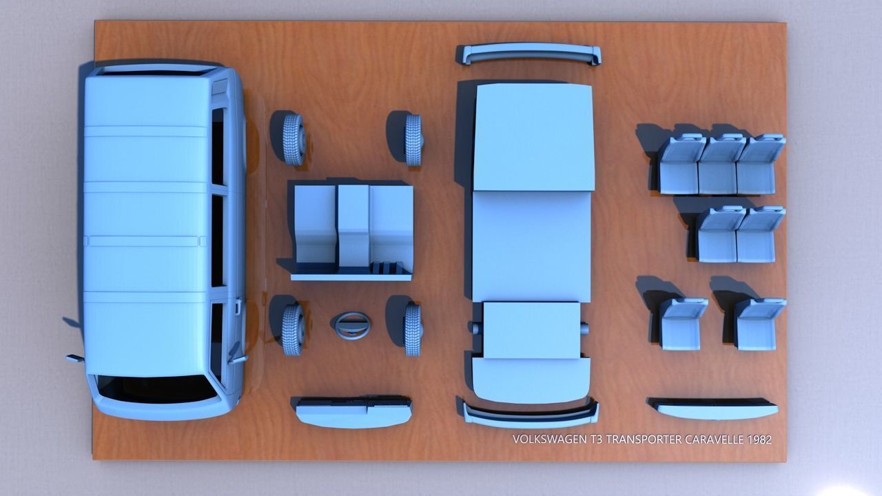 Volkswagen T3 Transporter Carevelle 1982 3D print model_5