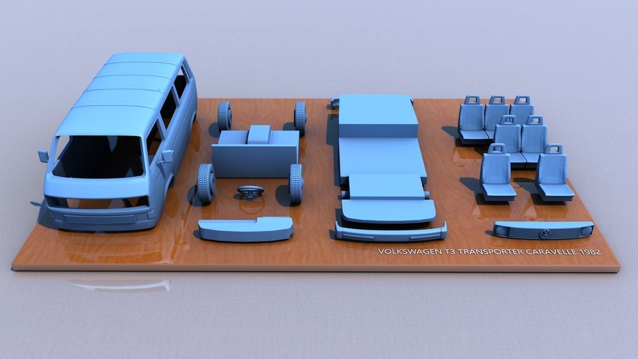 Volkswagen T3 Transporter Carevelle 1982 3D print model_6