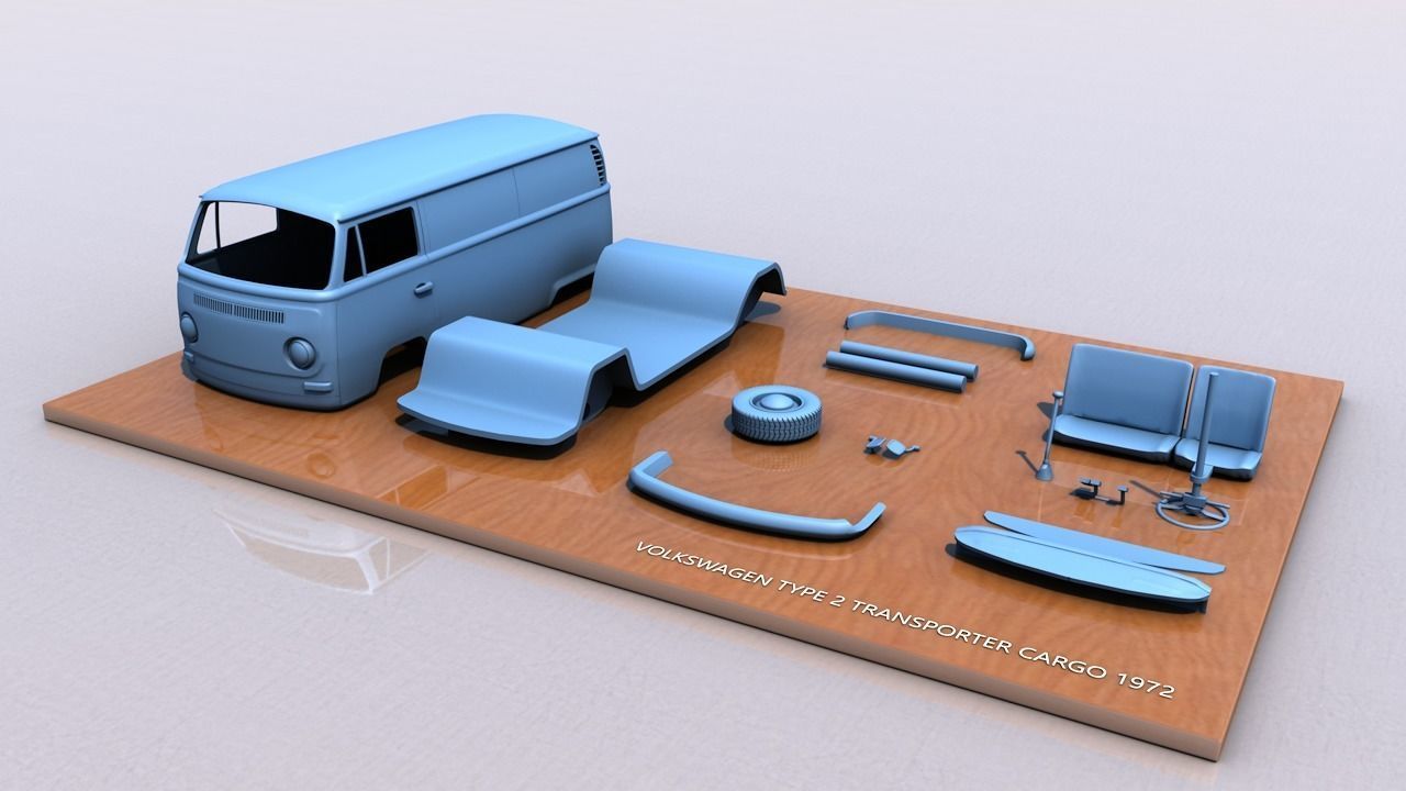 VOLKSWAGEN TRANSPORTER TYPE 2 - 1972 3D print model_1