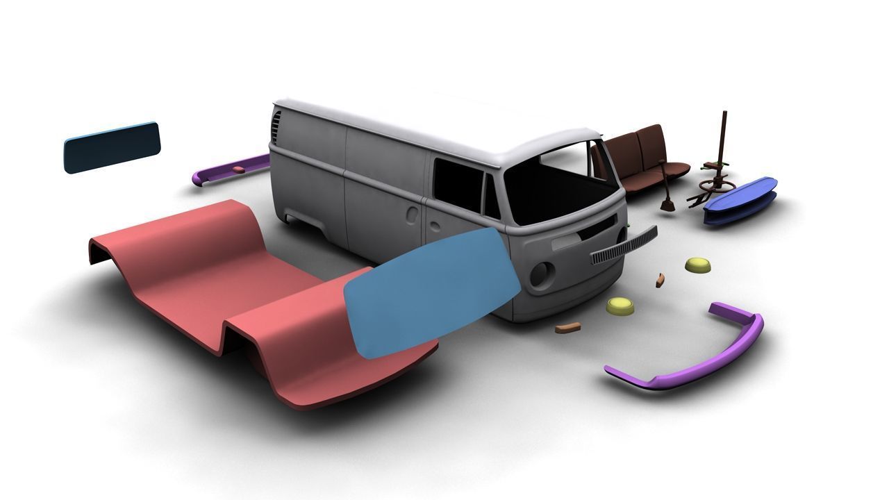 VOLKSWAGEN TRANSPORTER TYPE 2 - 1972 3D print model_9