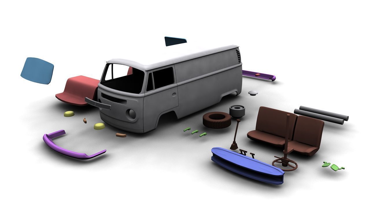 VOLKSWAGEN TRANSPORTER TYPE 2 - 1972 3D print model_8