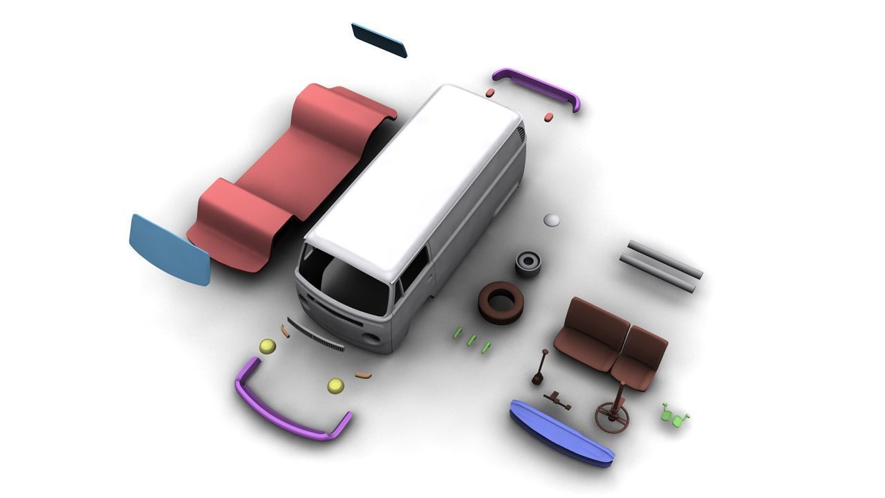 VOLKSWAGEN TRANSPORTER TYPE 2 - 1972 3D print model_10