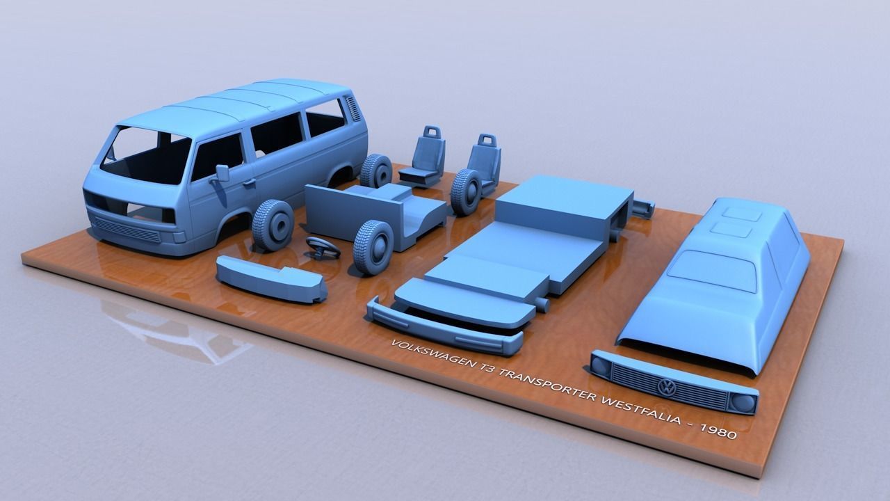 VOLKSWAGEN T3 TRANSPORTER WESTFALIA - 1980 3D print model_2