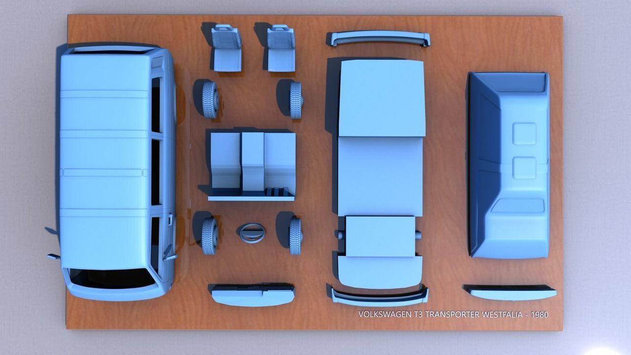 VOLKSWAGEN T3 TRANSPORTER WESTFALIA - 1980 3D print model_5