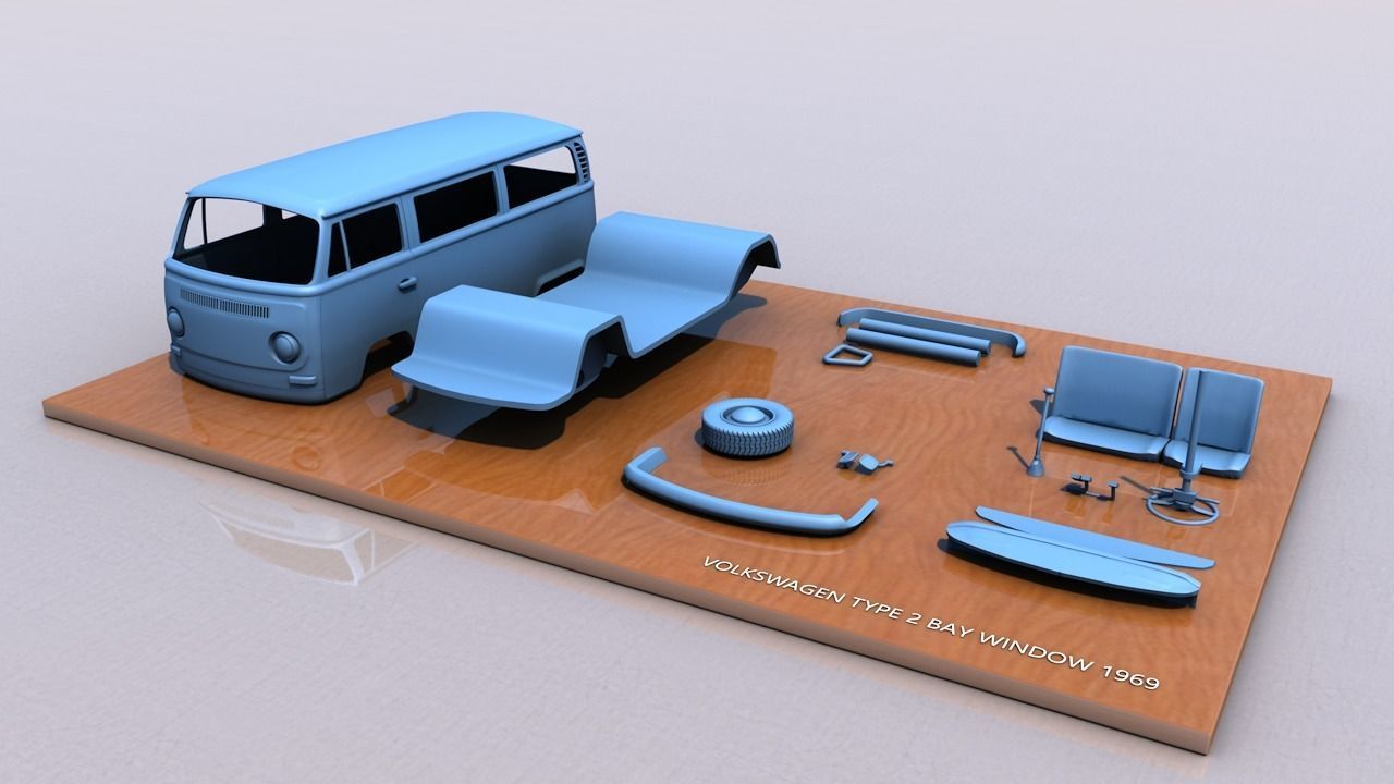 VOLKSWAGEN BAY WINDOW TYPE 2 1969 3D print model_1